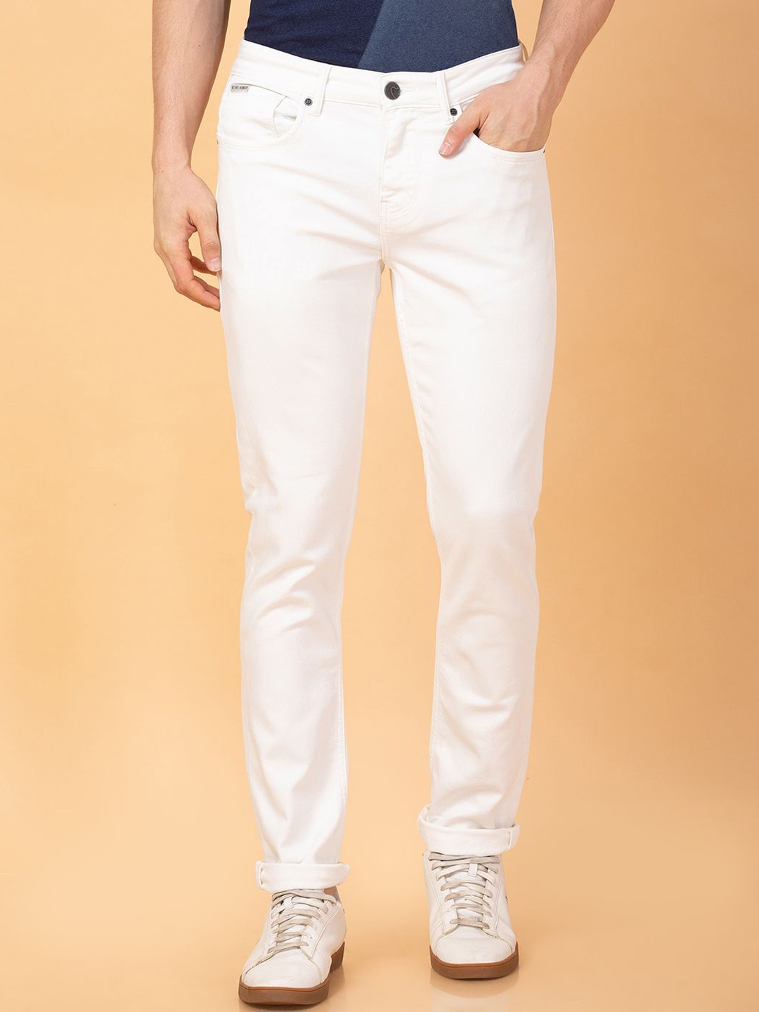 

Being Human Men Slim Fit Low Distress Jeans, White