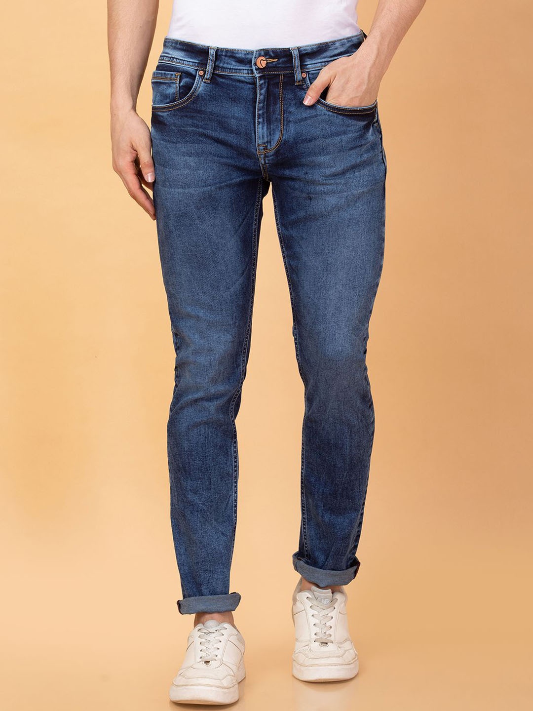 

Being Human Men Skinny Fit Heavy Fade Jeans, Blue