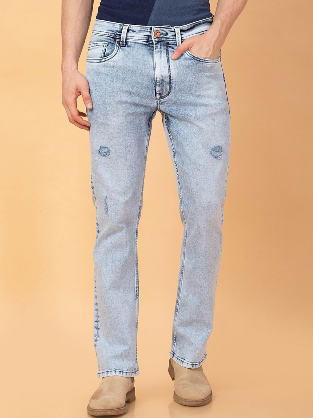 

Being Human Men Bootcut Mildly Distressed Heavy Fade Jeans, Blue