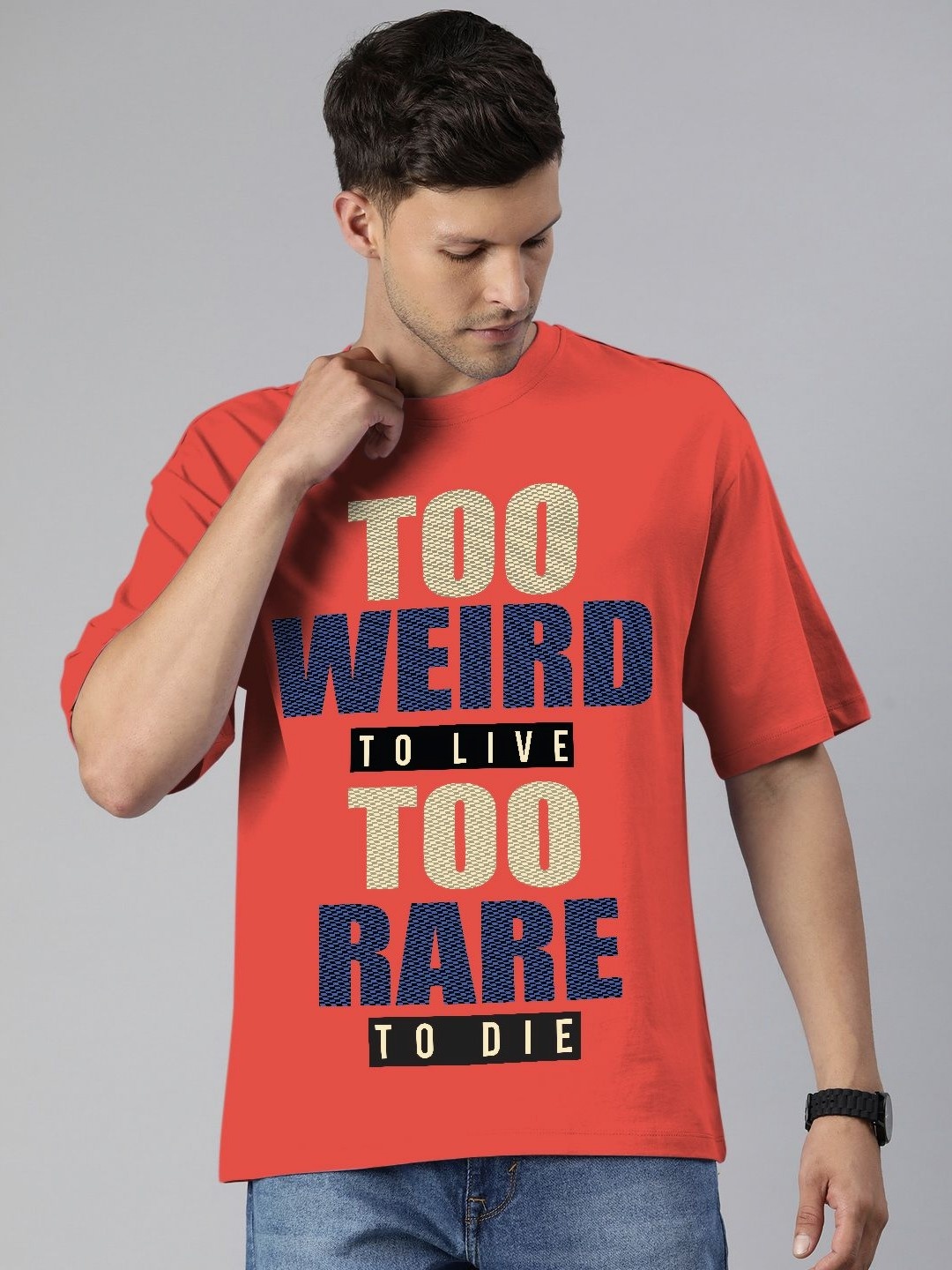 

Huetrap Men Typography Printed Pockets T-shirt, Red