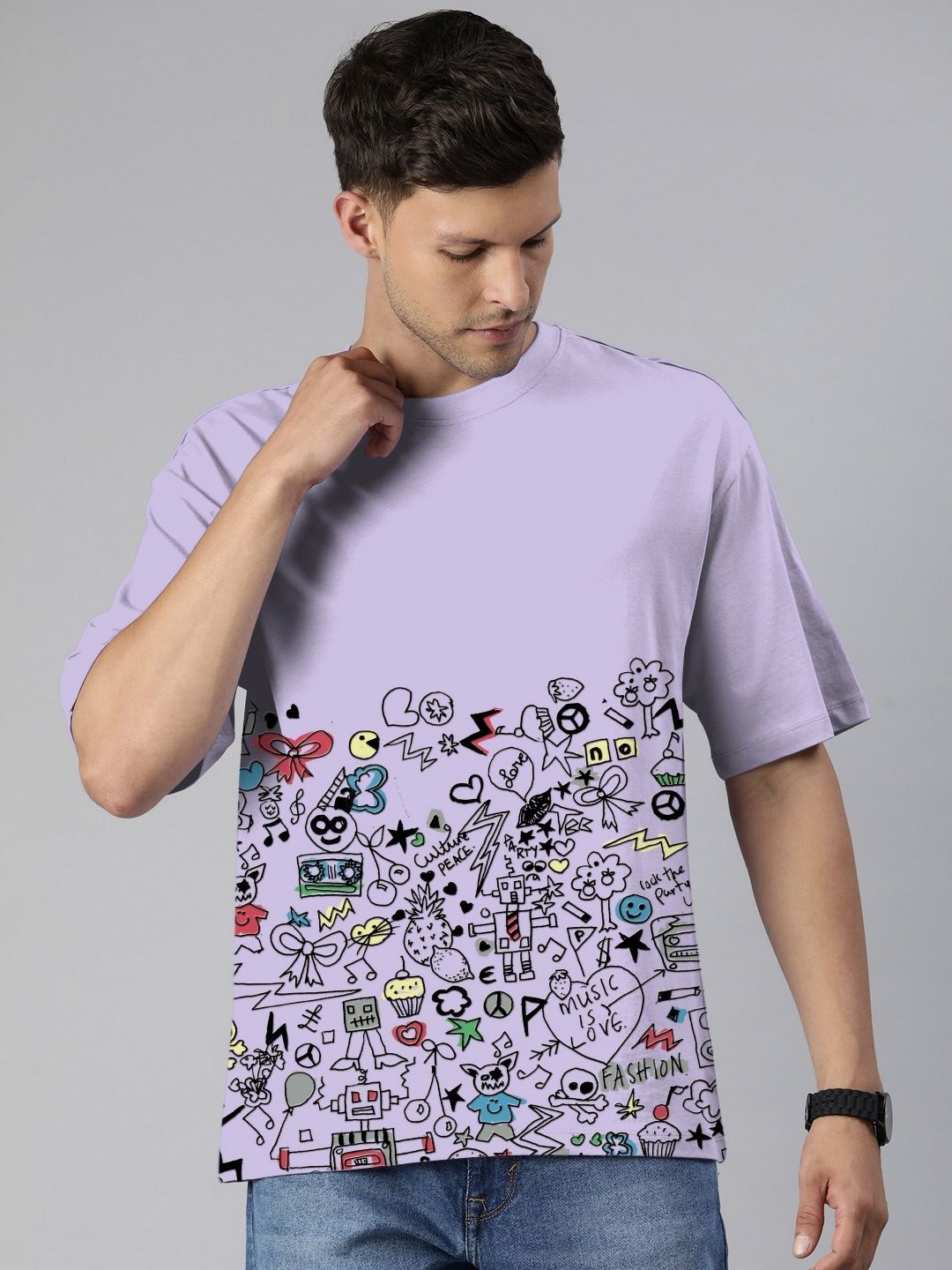 

Huetrap Men Printed Pockets T-shirt, Violet