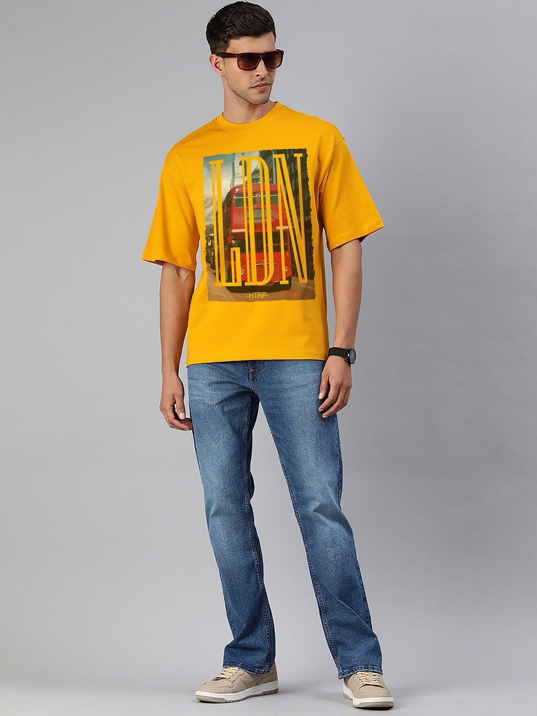 Huetrap Men Typography Printed T-shirt, Yellow
