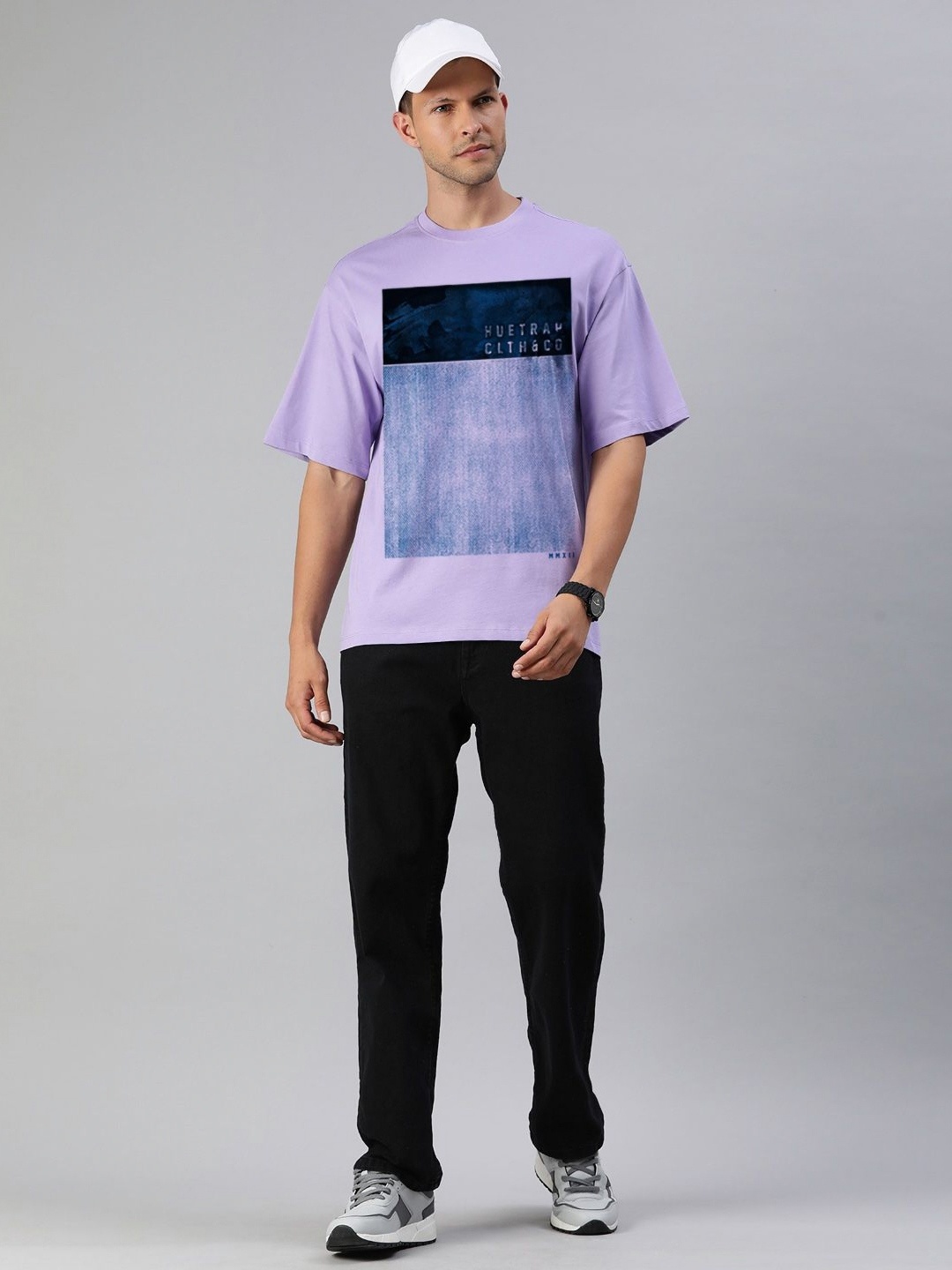 

Huetrap Men Typography Printed Pockets T-shirt, Violet