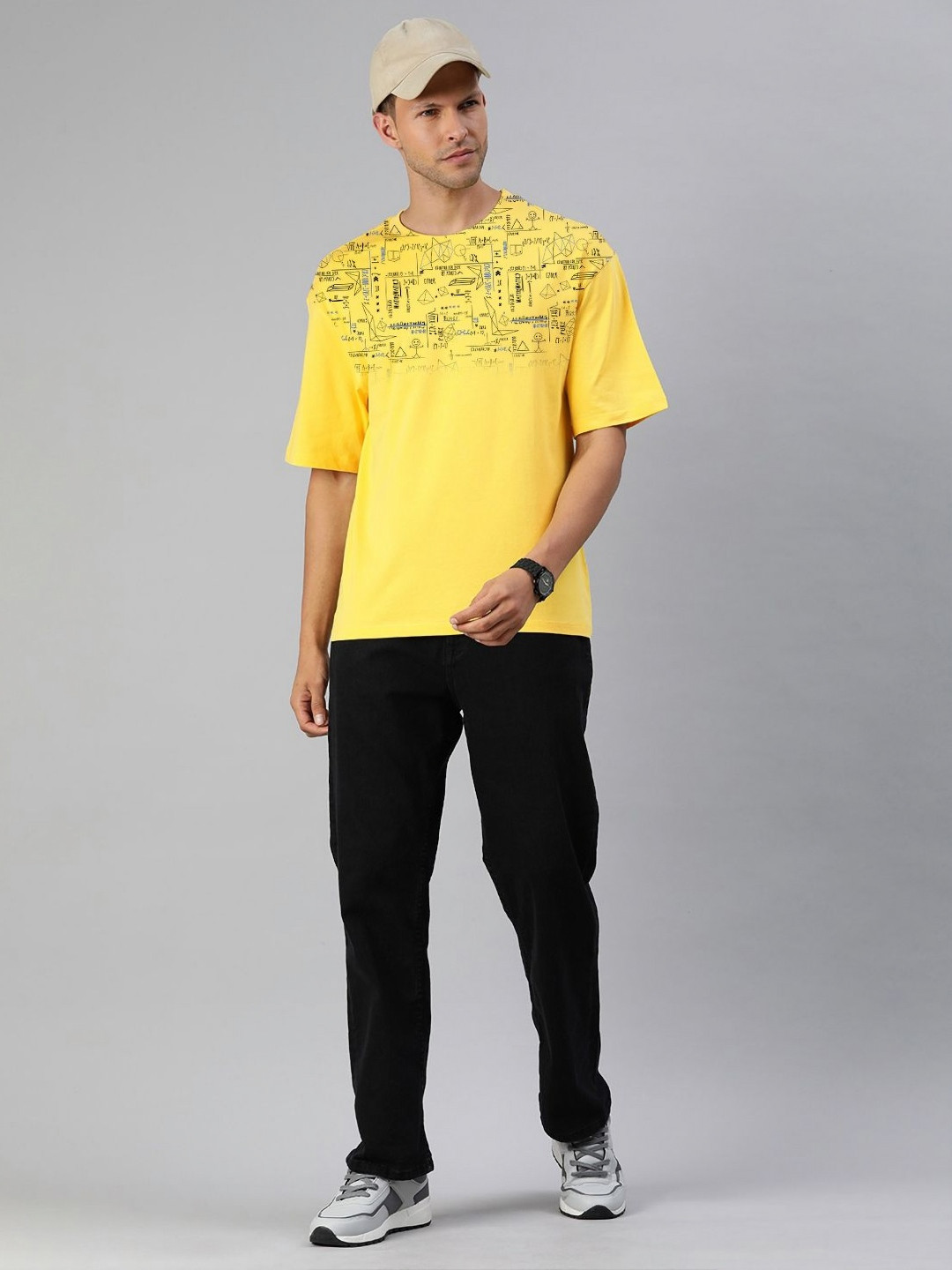 

Huetrap Men Typography Printed Pockets T-shirt, Yellow