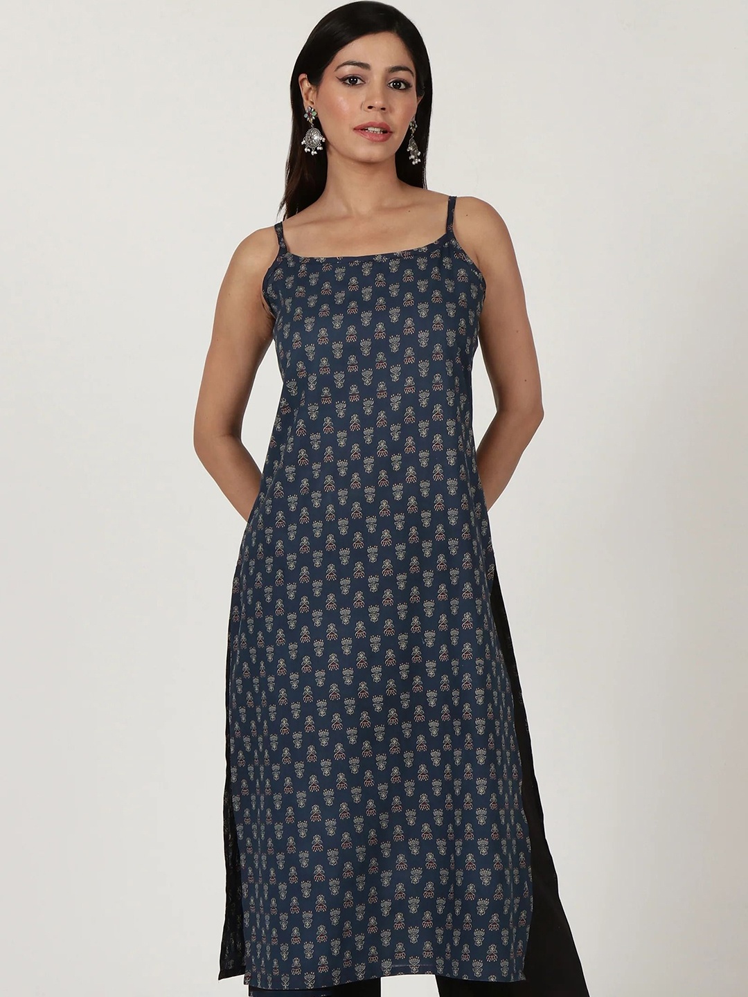 

TJORI Women Geometric Kurta, Green
