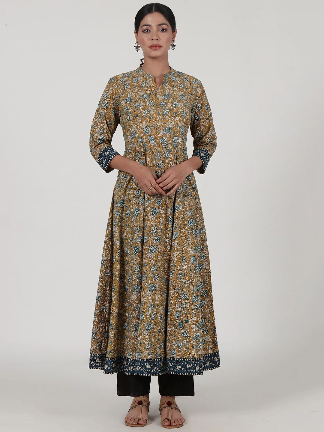 

TJORI Women Anarkali Kurta, Brown