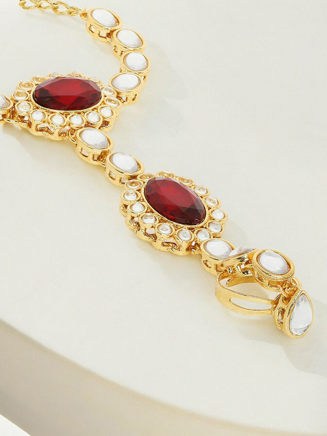 

OOMPH Women Kundan Ring Bracelet, Gold