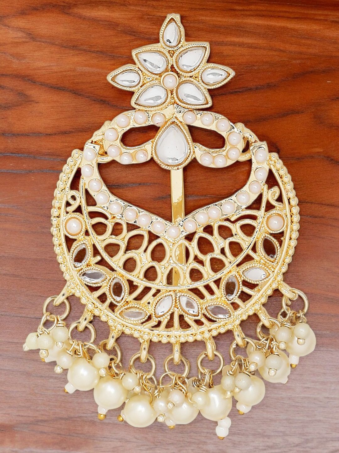 

OOMPH Kundan Studded Bun Pin Head Jewellery, Gold