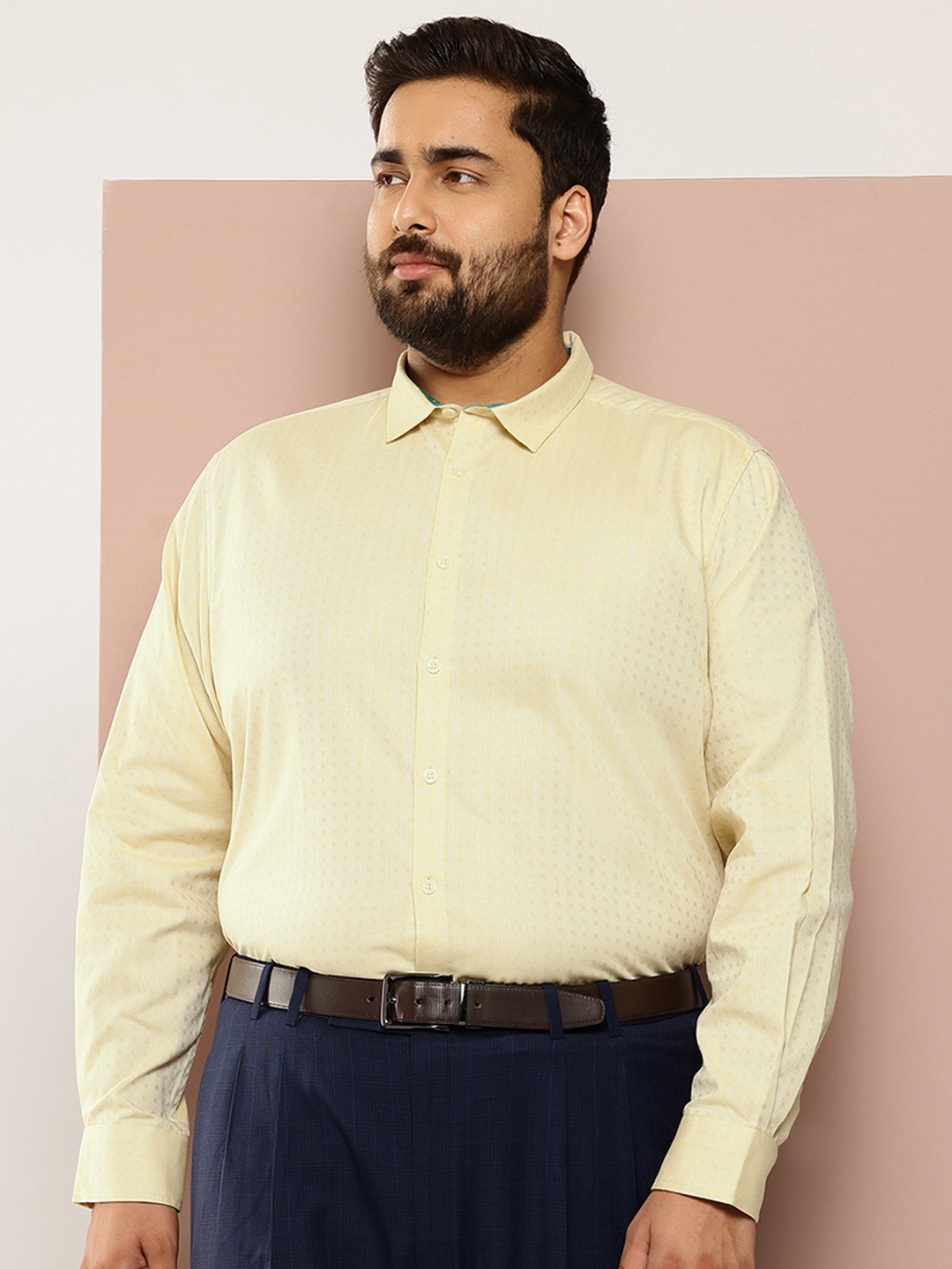 

Thomas Scott Men Plus Size Premium Pure Cotton Formal Shirt, Yellow
