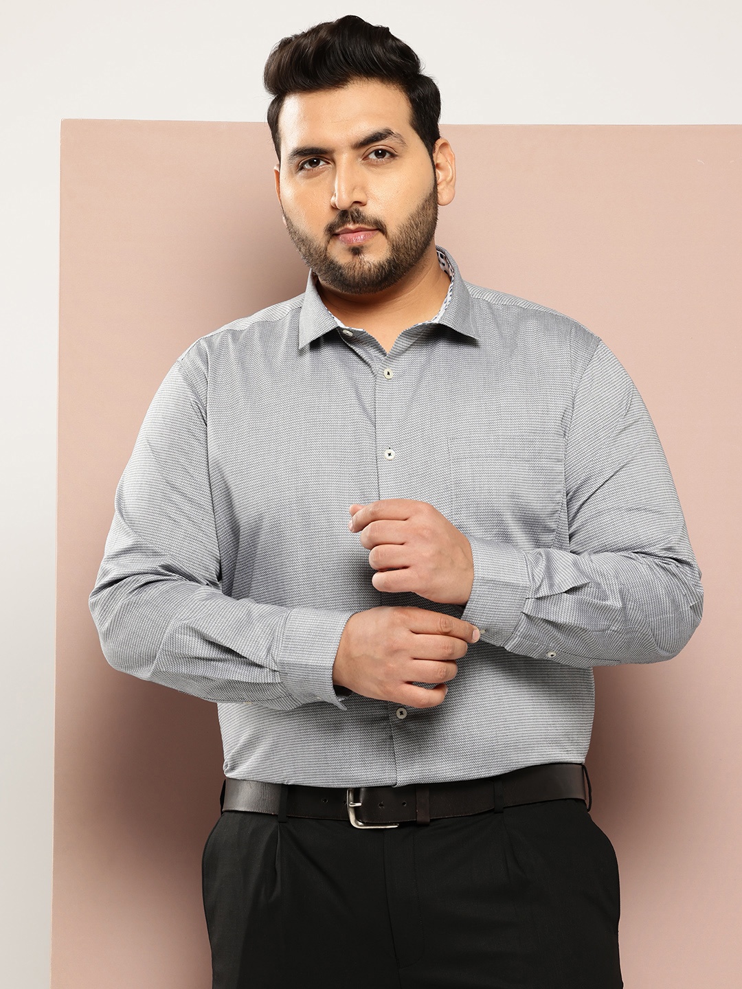 

Thomas Scott Men Cotton Premium Regular Fit Formal Shirt, Black