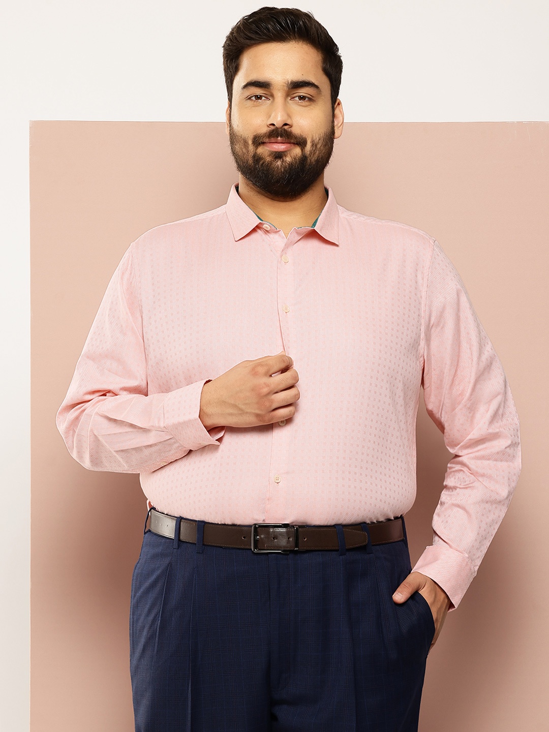 

Thomas Scott Men Plus Size Premium Pure Cotton Formal Shirt, Peach