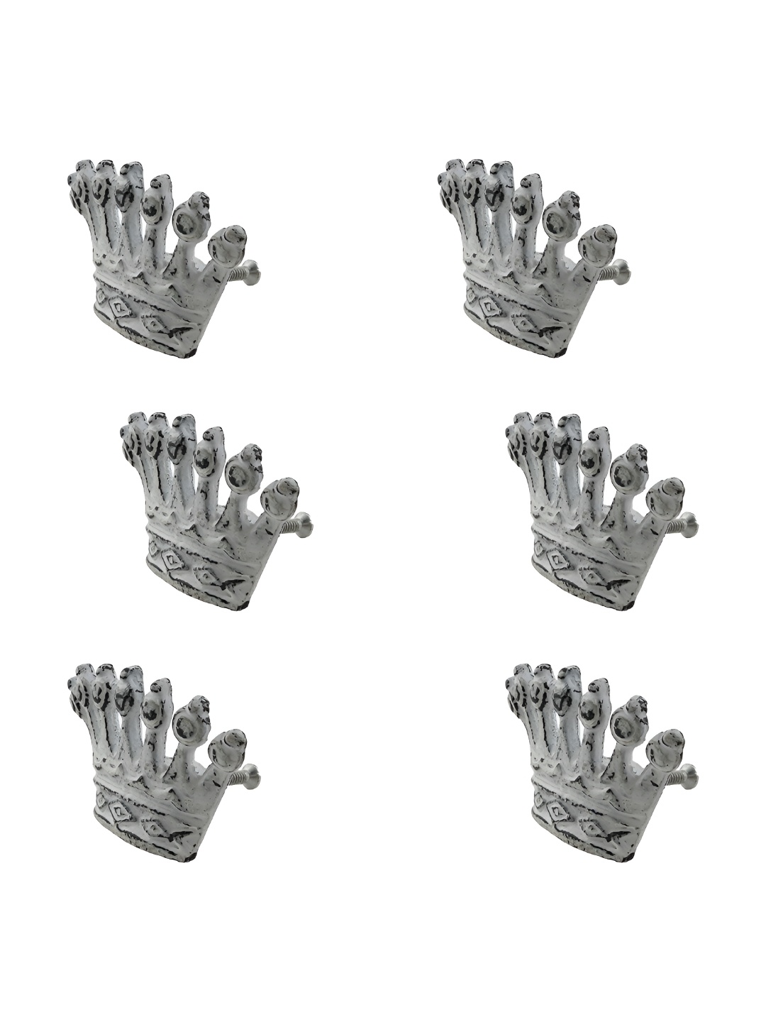 

Indianshelf 6-Pcs Brown Crown Iron Cabinet Knob Hooks and Holders, Grey