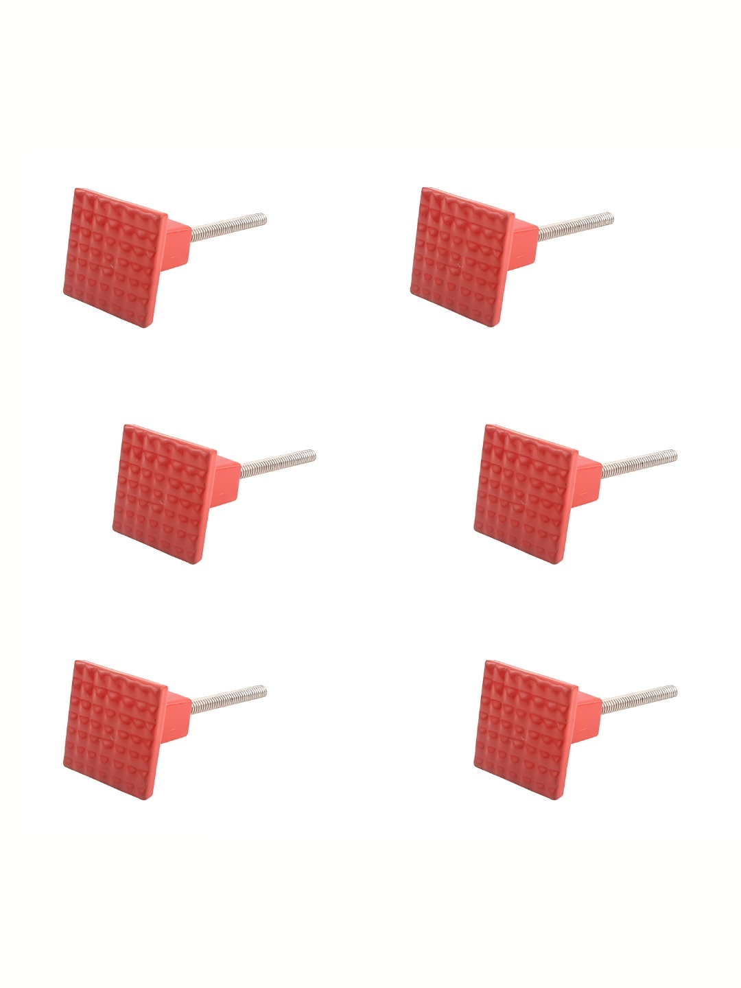 

Indianshelf 6Pc Red Iron Square Metal Knobs