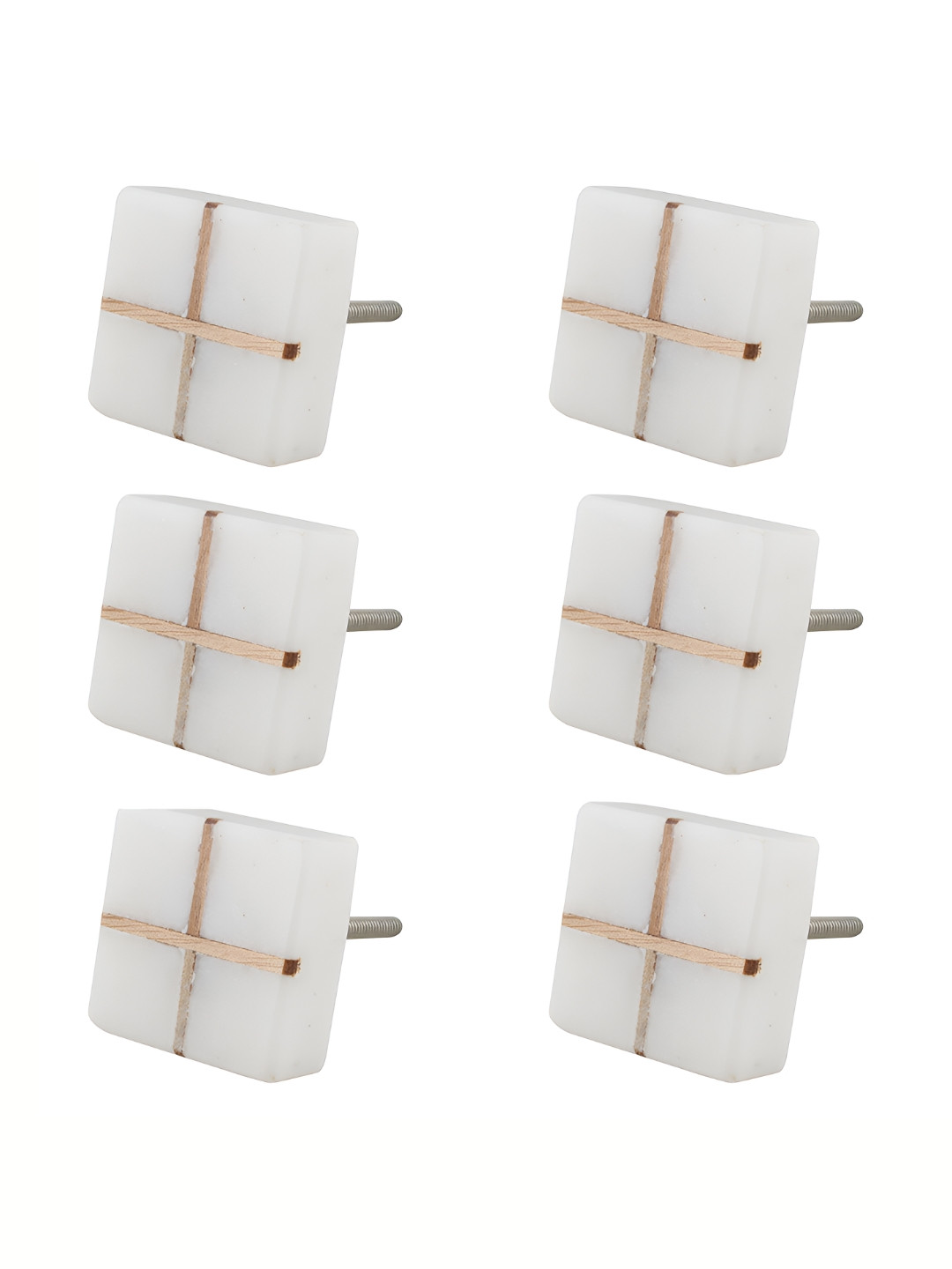 

Indianshelf 6 Pcs White Wooden Cross Stone Dresser Knobs