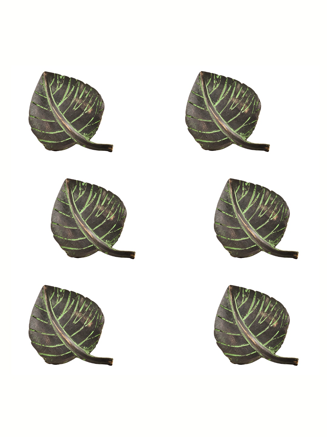 

Indianshelf 6Pcs Green Textured Leaf Shape Drawer Cabinet Knobs, Bronze