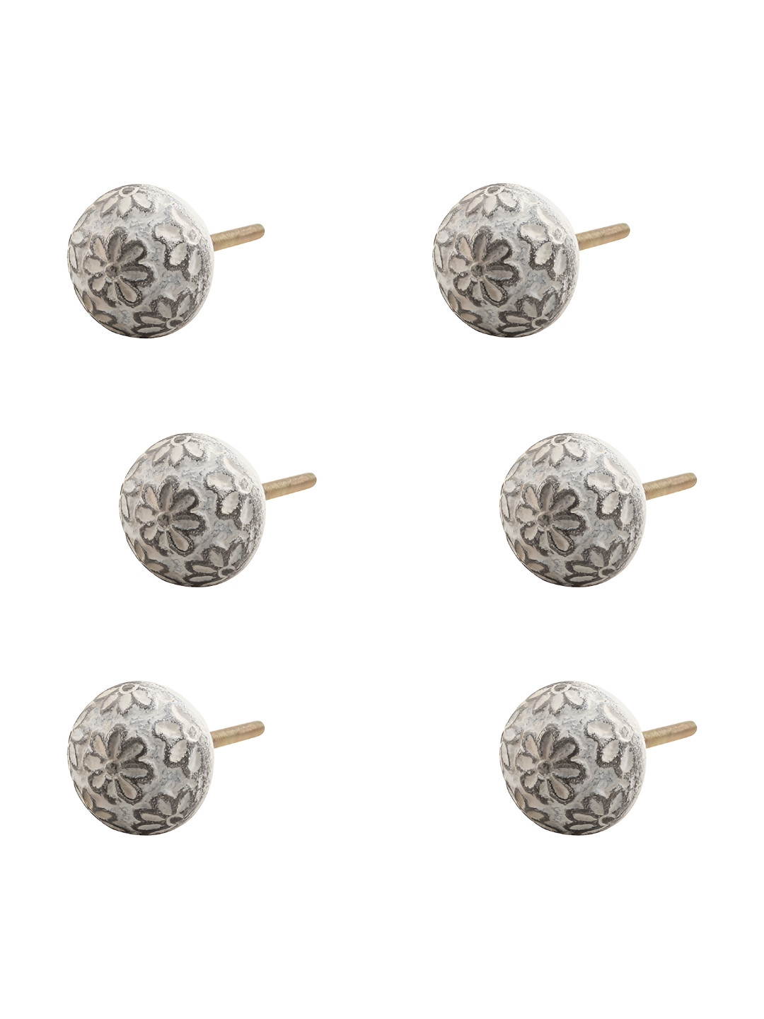 

Indianshelf 6-Pcs Grey Floral Parent Hooks and Holders