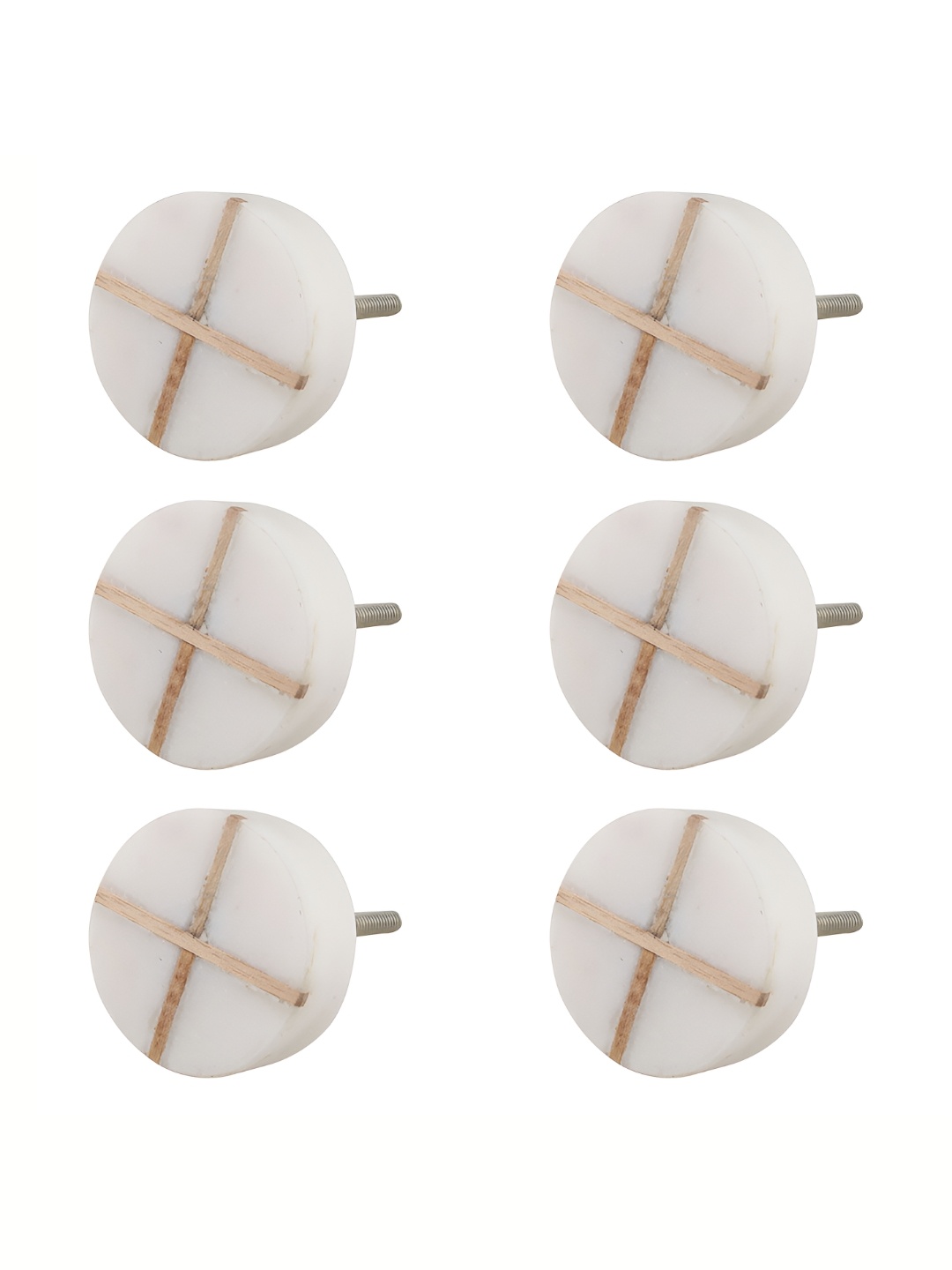 

Indianshelf 6Pc White Wooden Cross Dresser Knobs