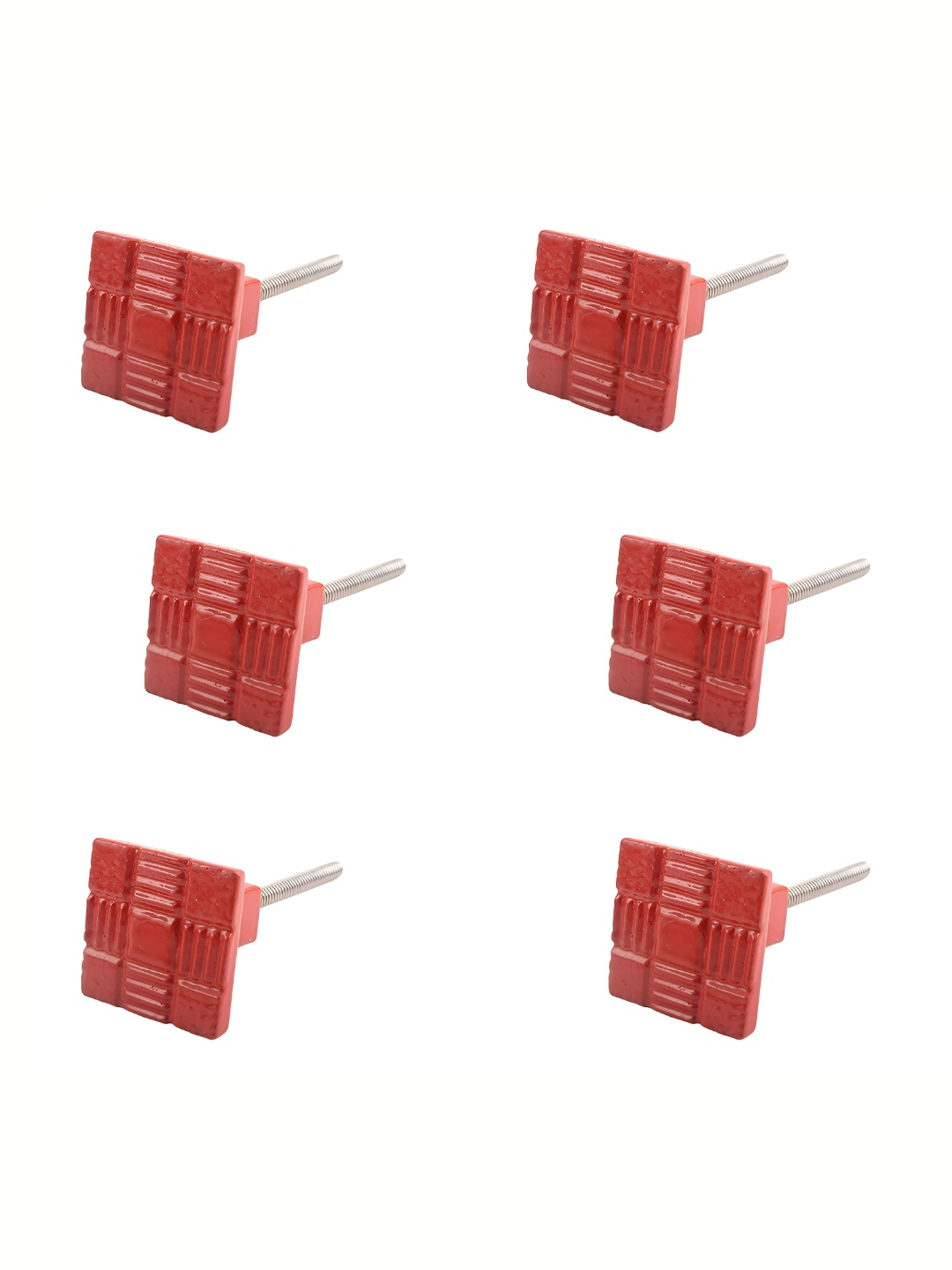 

Indianshelf 6 Pieces Red Square Metal Cabinet Knobs Hooks and Holders