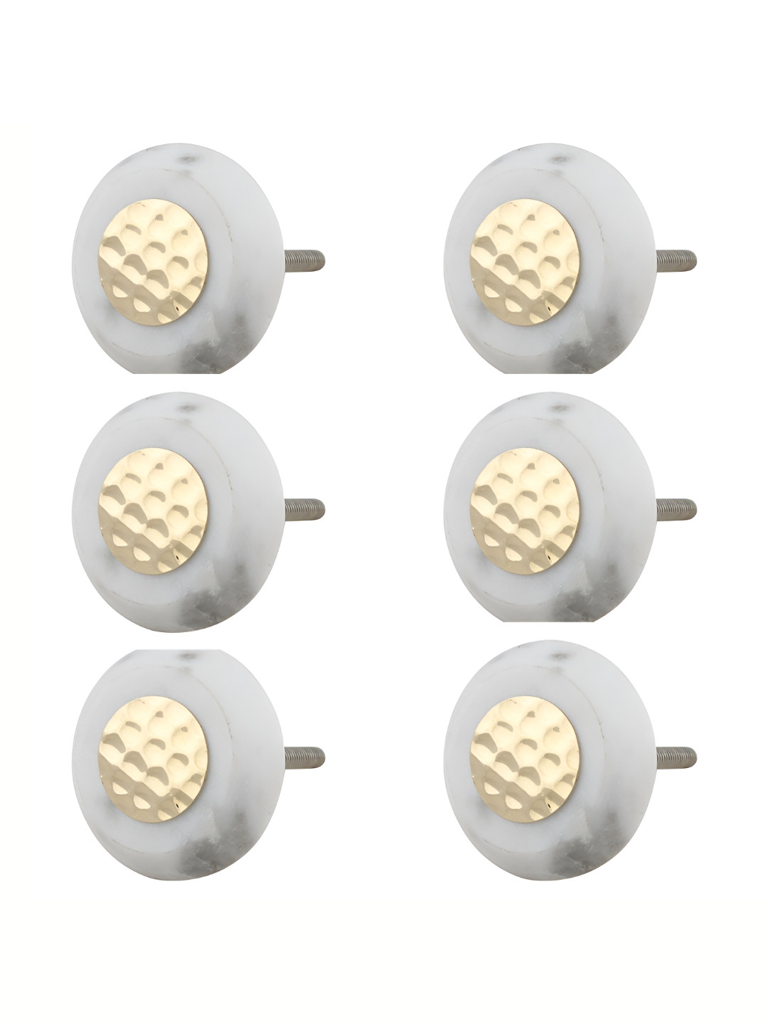 

Indianshelf Set of 6 Marble Round Cabinet Knobs Hooks and Holders, White