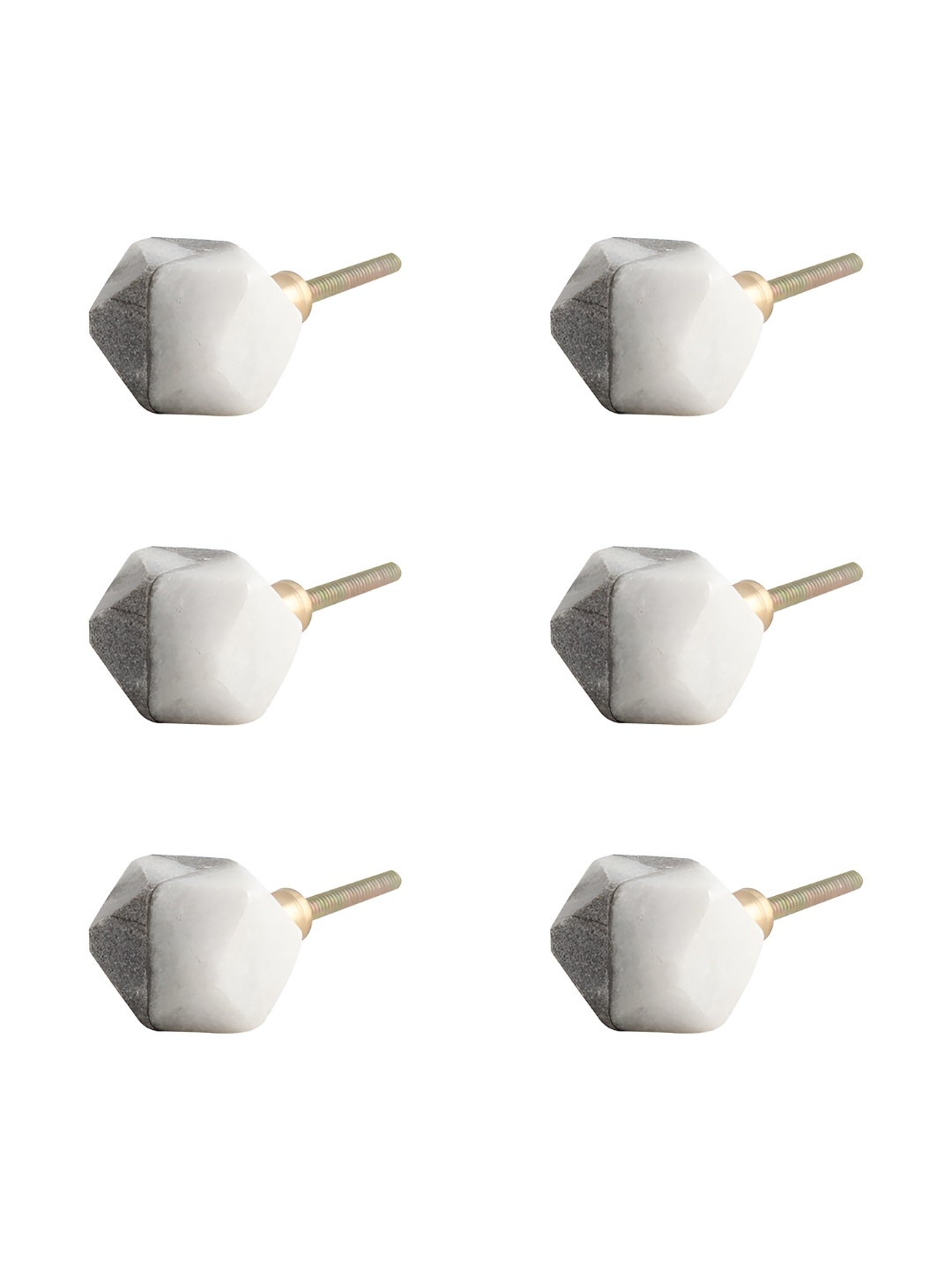 

Indianshelf 6-Pcs Grey & White Marble Cabinet Knobs