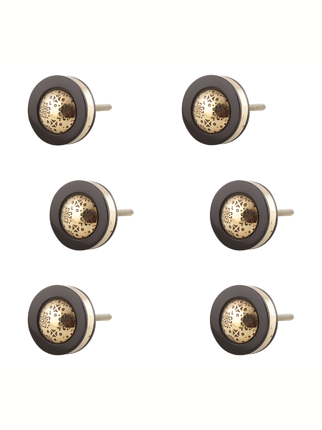 

Indianshelf 6 Pcs Brown Brass Tiny Flower Knobs, Gold
