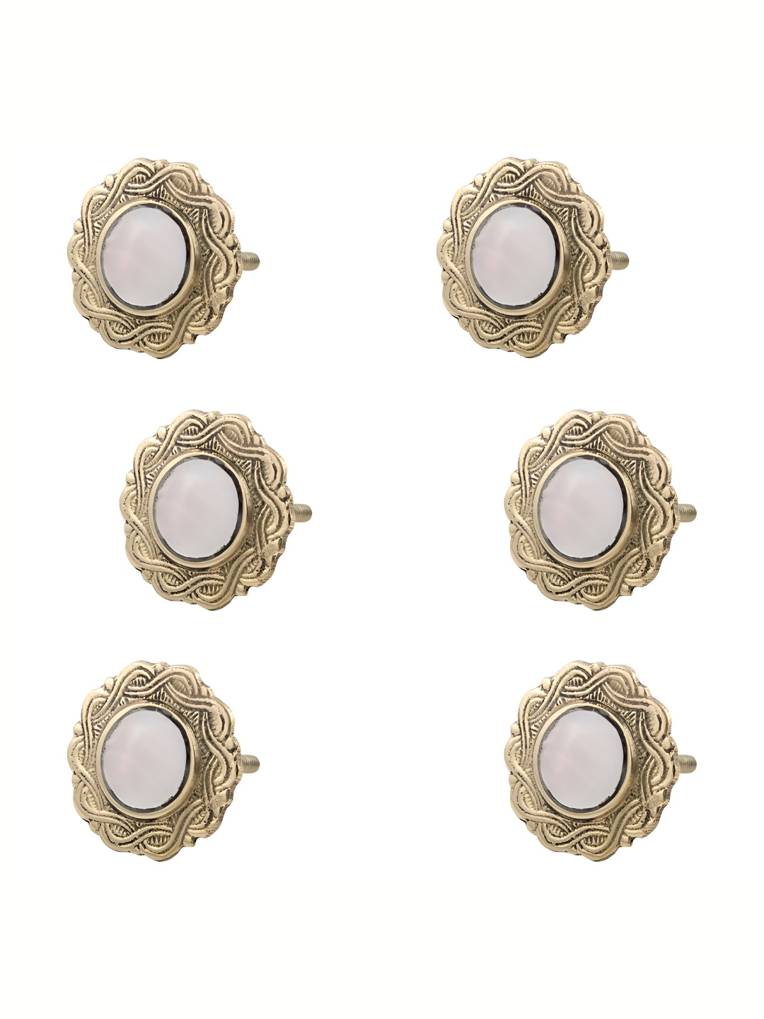 

Indianshelf 6 Pcs Brass Textured Drawer Knob, Gold
