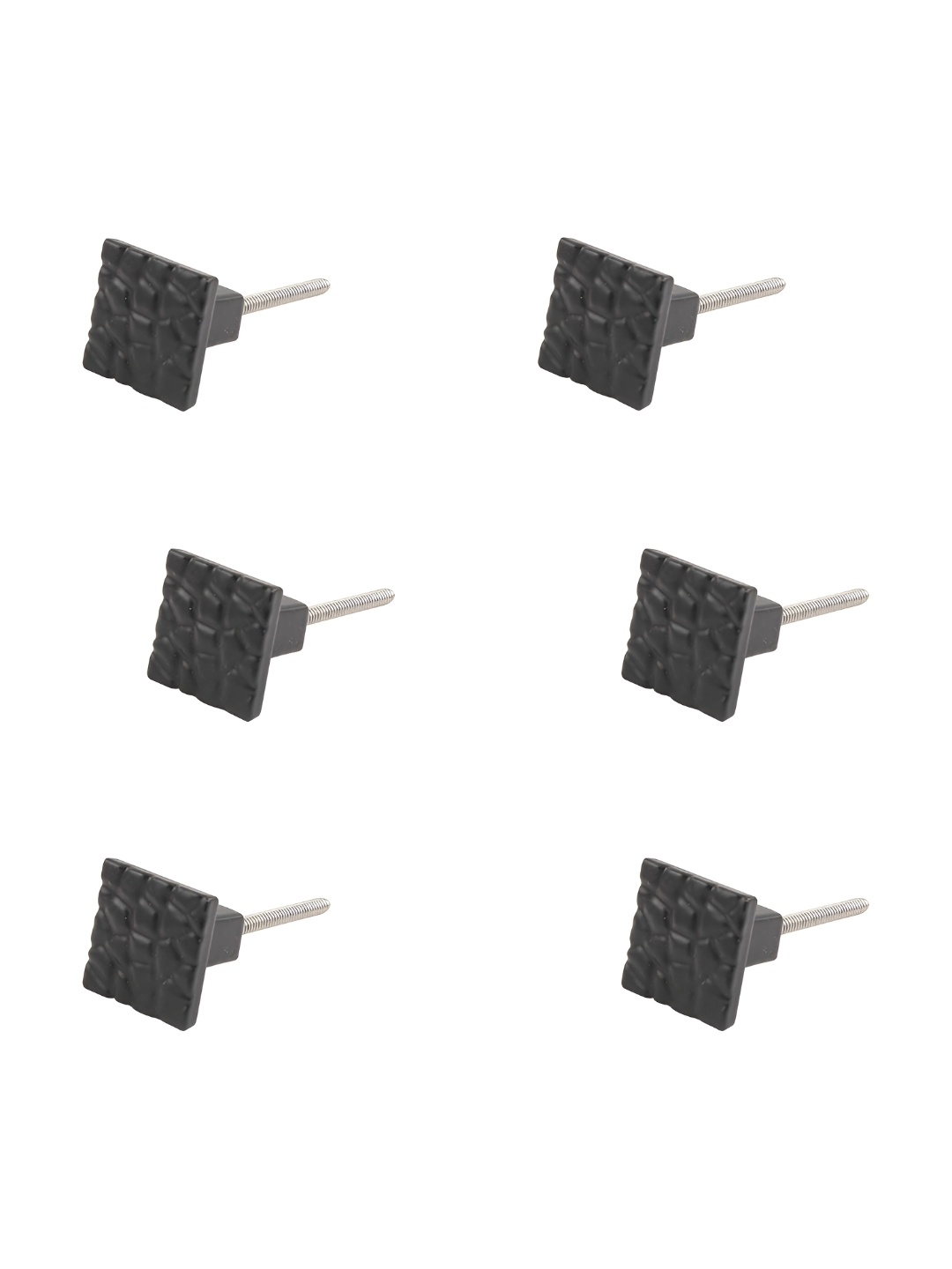 

Indianshelf 6 Pcs Black Metal Square Hammer Knob