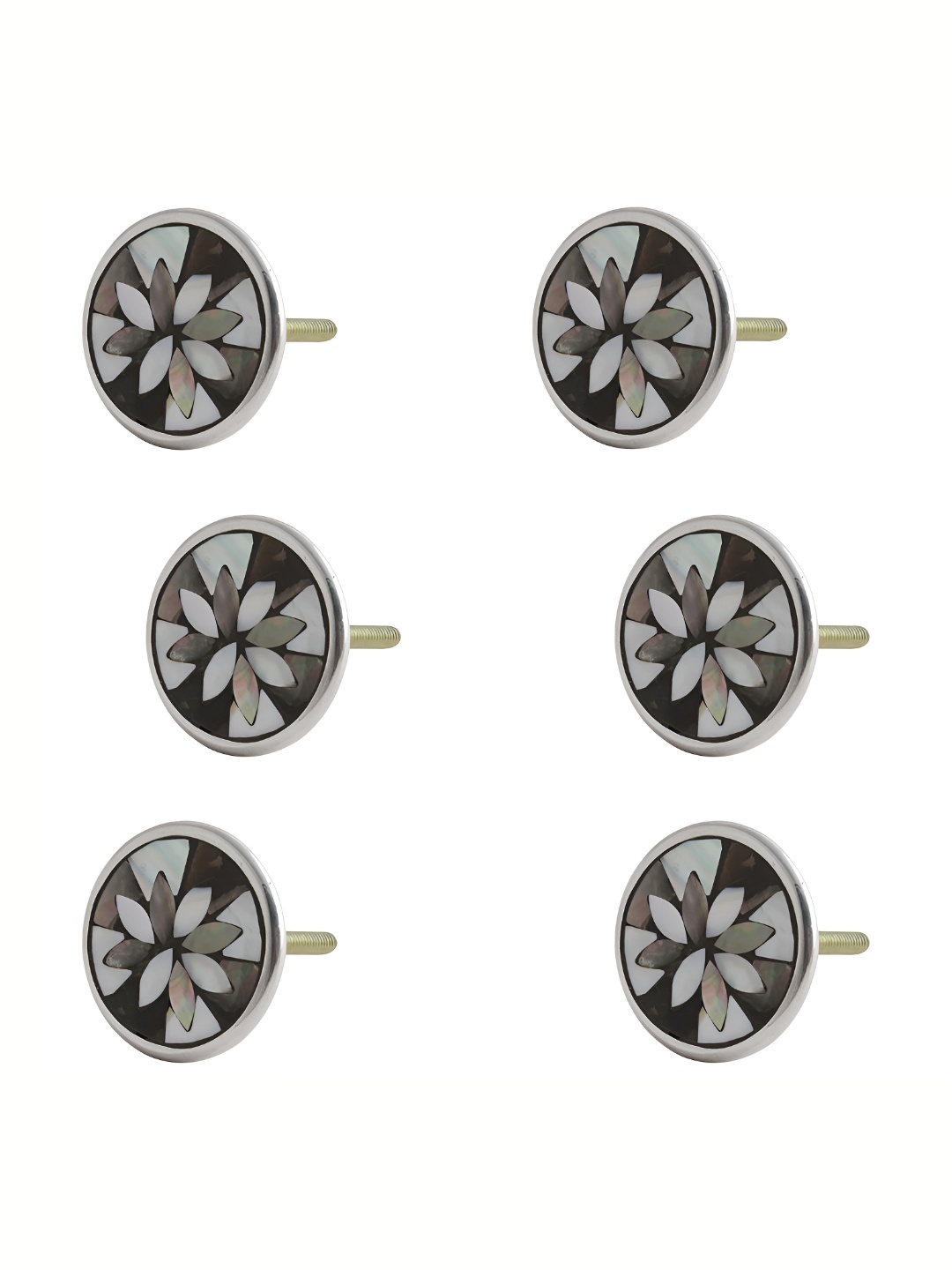 

Indianshelf 6-Pcs Brown & White Shell Cabinet Knob Holders