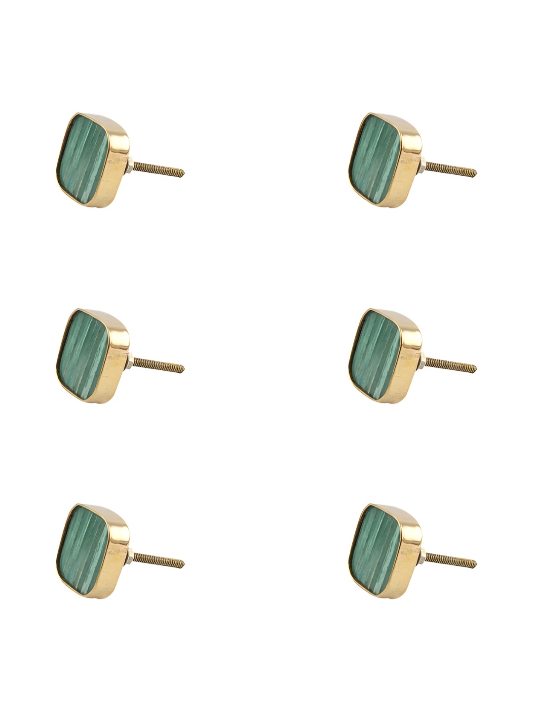 

Indianshelf 6 Piece Square Sea Green Bone Metal Knob Hooks and Holders