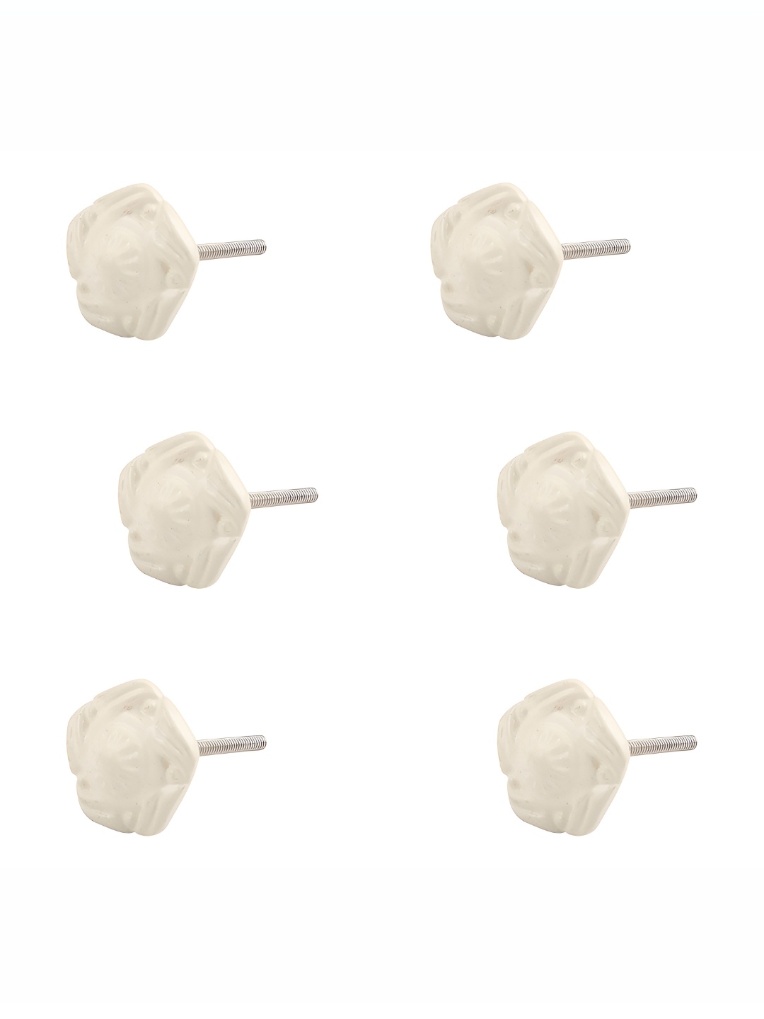 

Indianshelf Cream Coloured 6 Pieces Flower Shaped Cabinet Metal Knobs