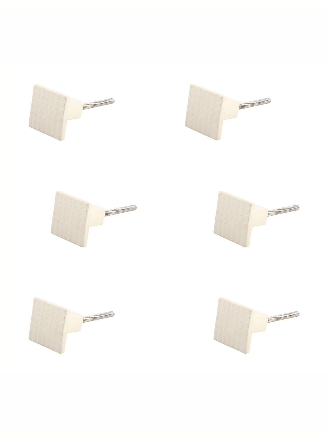 

Indianshelf 6 Pcs Cream Coloured Textured Square Metal Knobs