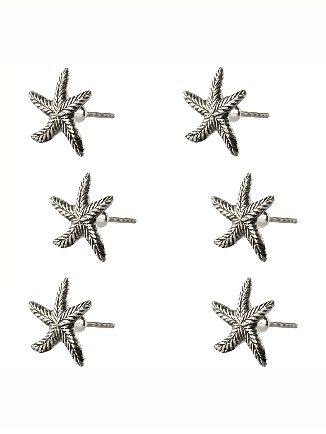 

Indianshelf 6 Pcs Grey Starfish Metal Cabinet Knobs