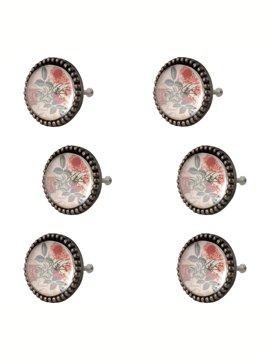 

Indianshelf 6-Pcs Pink & Green Iron Cabinet Knobs