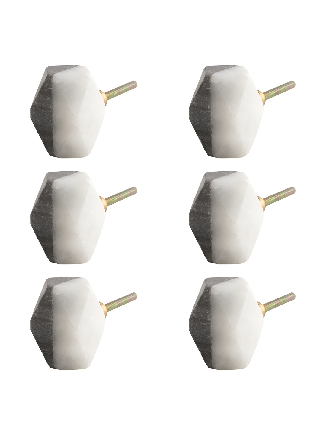 

Indianshelf 6- Pcs Grey & White Marble Stone Hammer Cabinet Knobs