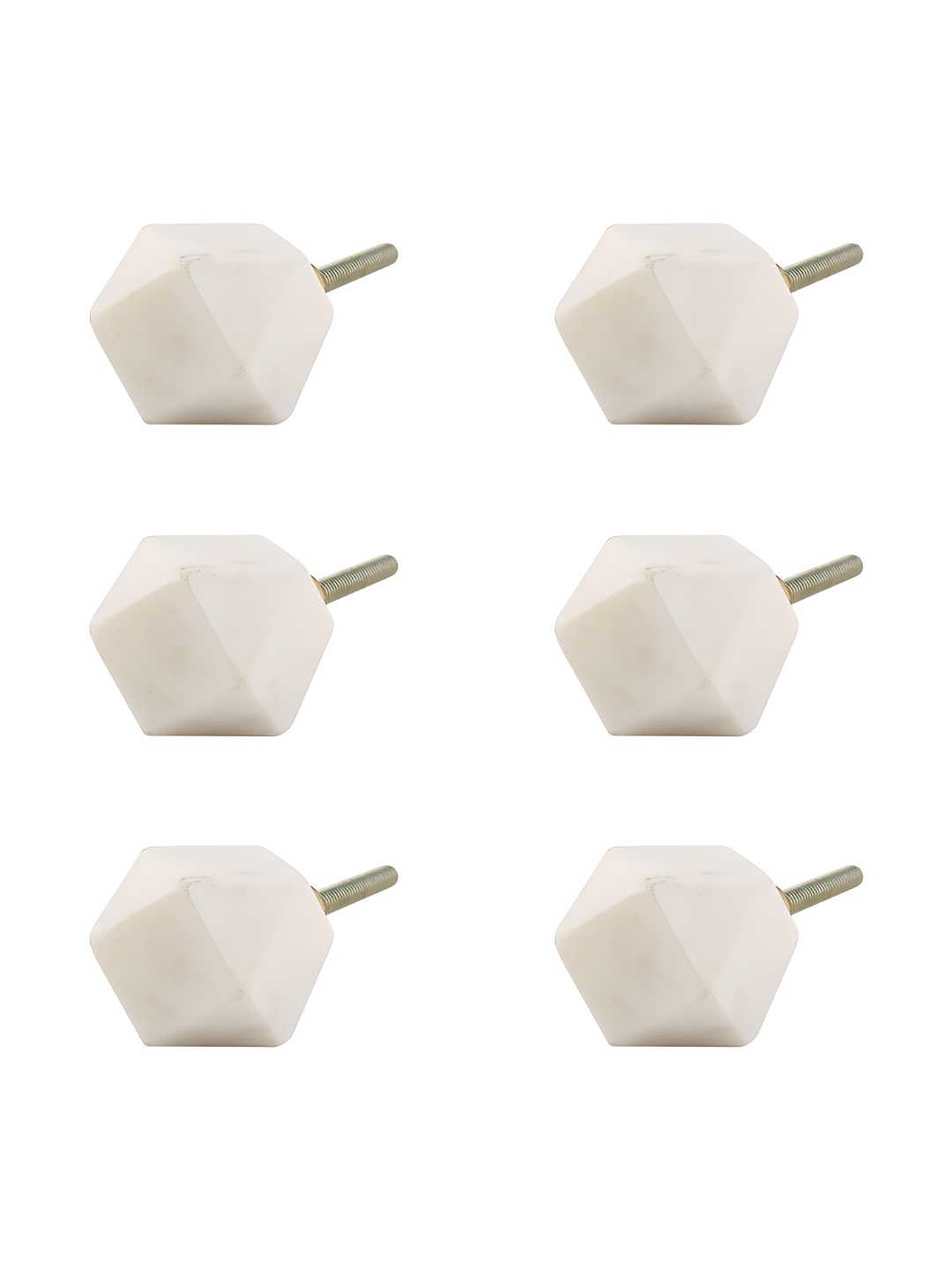 

Indianshelf 6 Pcs White Textured Marble Stone Cabinet Knobs