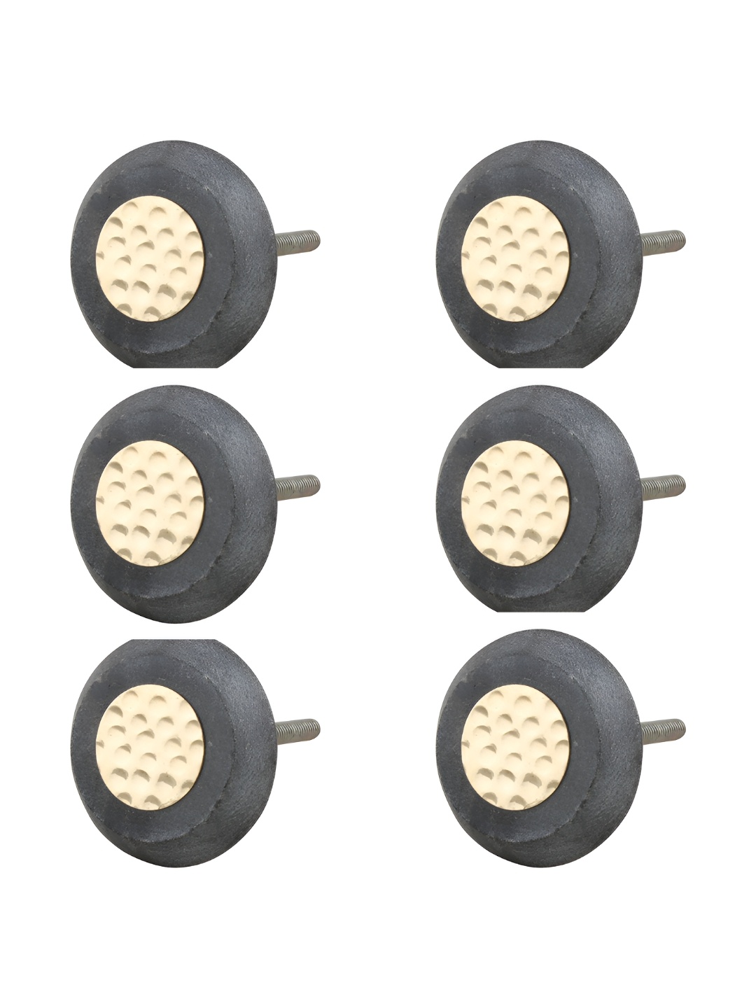 

Indianshelf 6-Pcs Beige & Grey Round Stone Cabinet Knobs