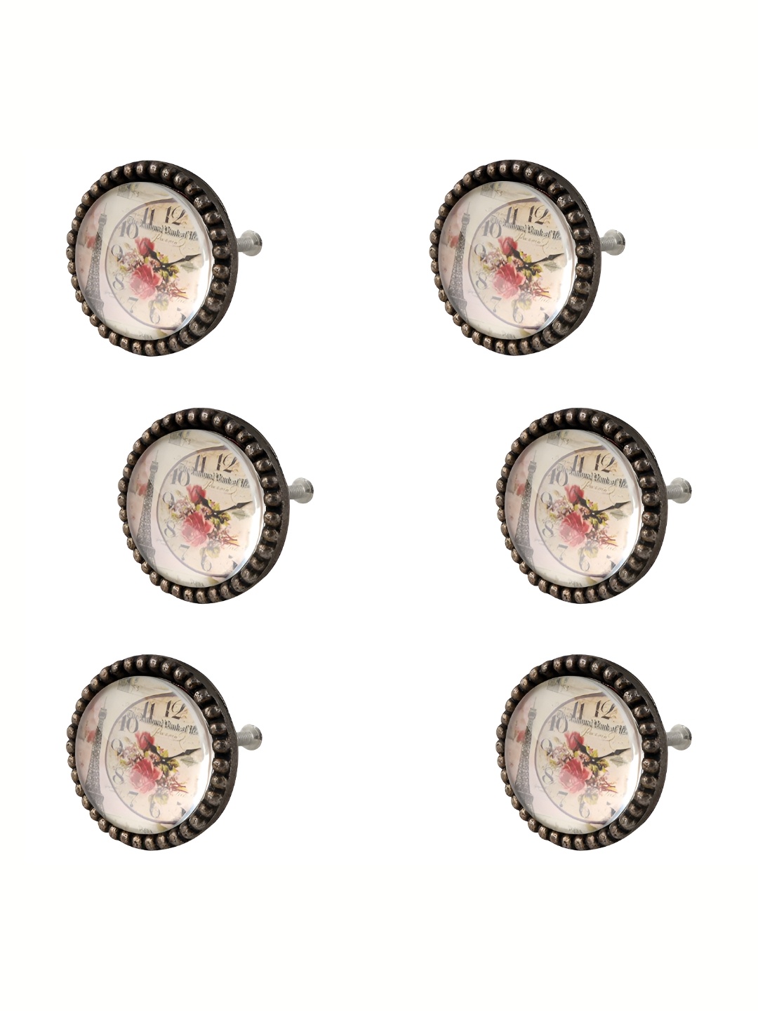 

Indianshelf 6-Pcs White & Black Paris Tower Glass Knobs