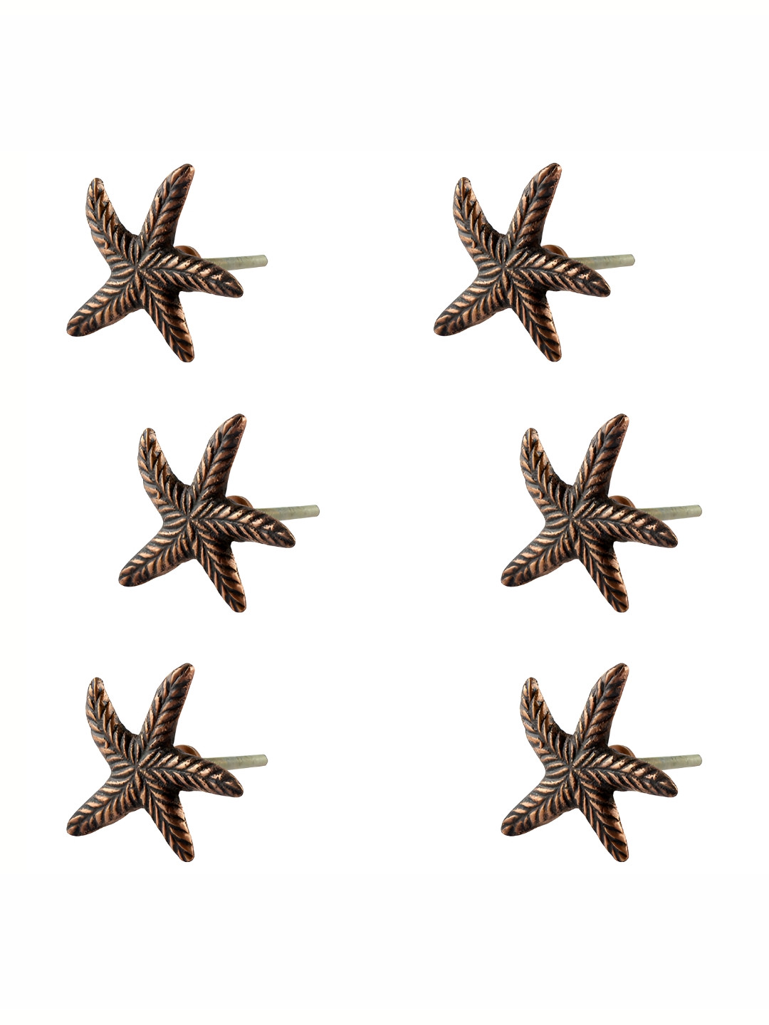 

Indianshelf 6-Pcs Brown & Black Starfish Metal Knobs