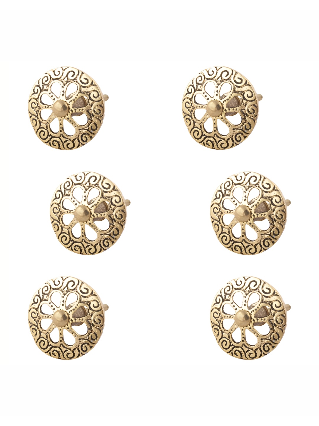 

Indianshelf 6Pcs Brass Round Knobs, Gold