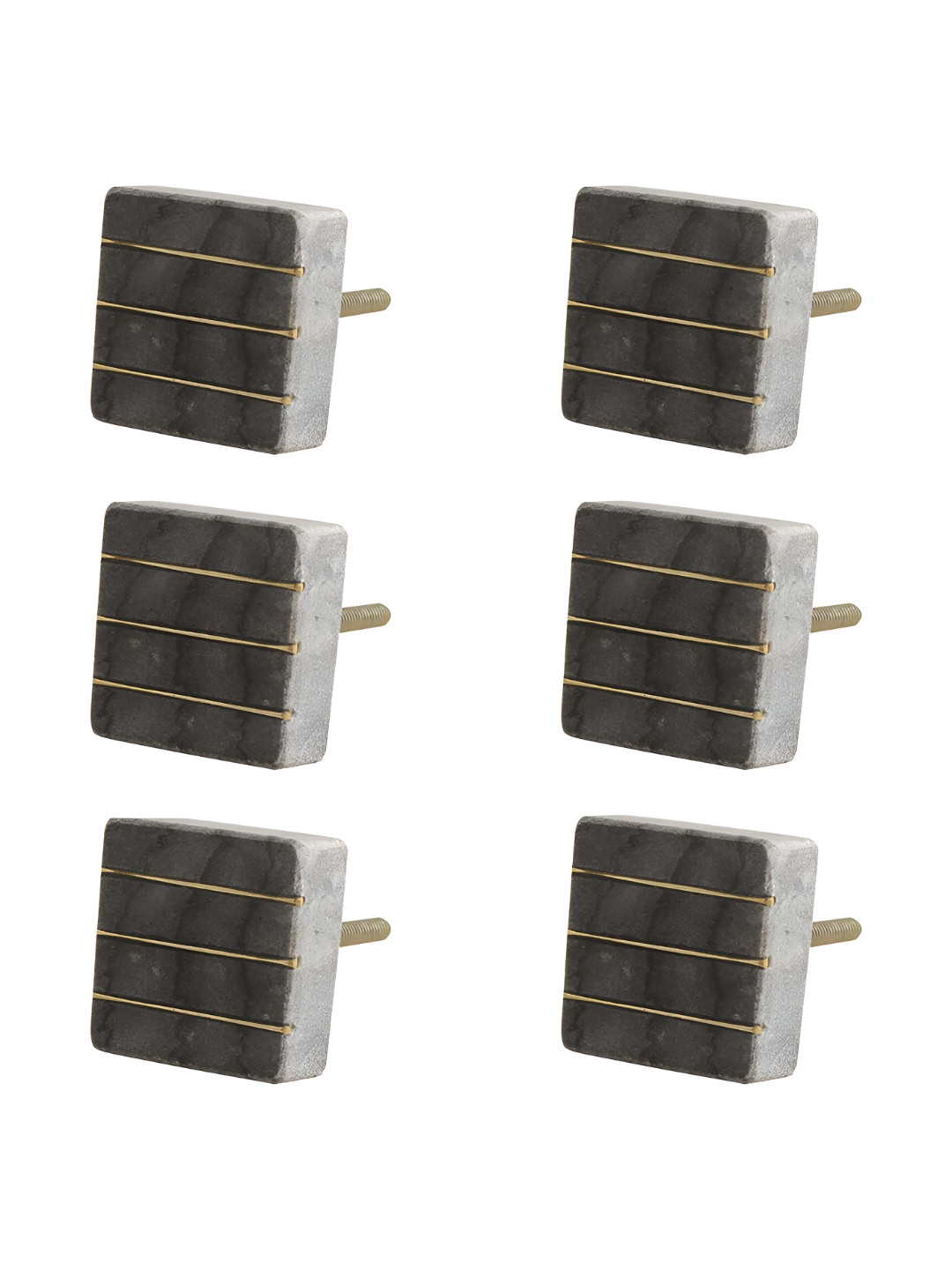 

Indianshelf 6-Pcs Grey Stone Square Cabinet Knobs