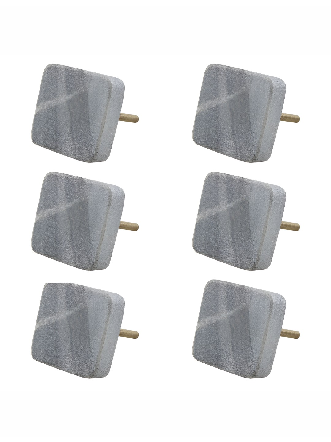 

Indianshelf 6 Pcs Grey Stone Square Cabinet Knobs