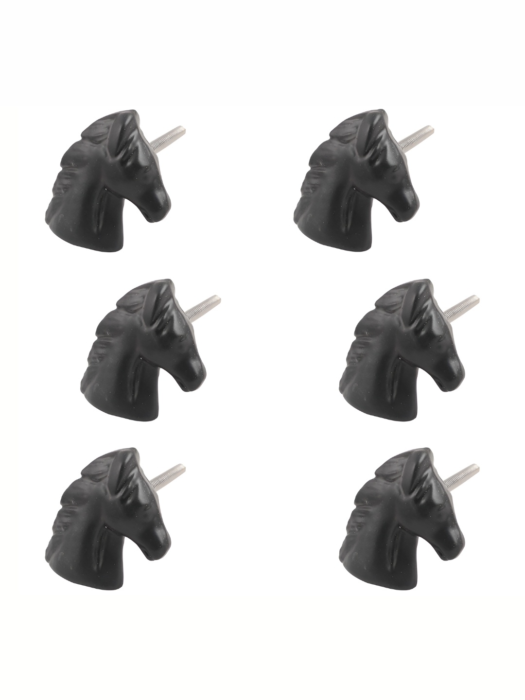 

Indianshelf 6-Pcs Black Horse Designed Metal Knobs