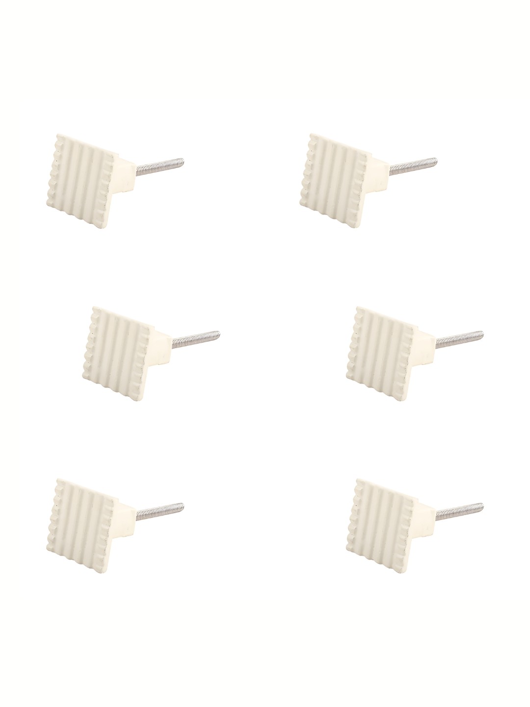 

Indianshelf 6Pc Cream-Coloured Iron Square Metal Knobs