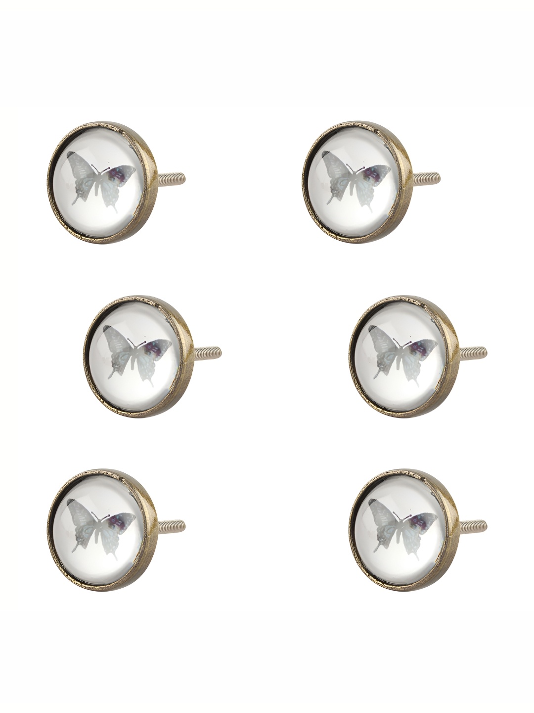 

Indianshelf 6- Pcs White & Brown Iron Knobs