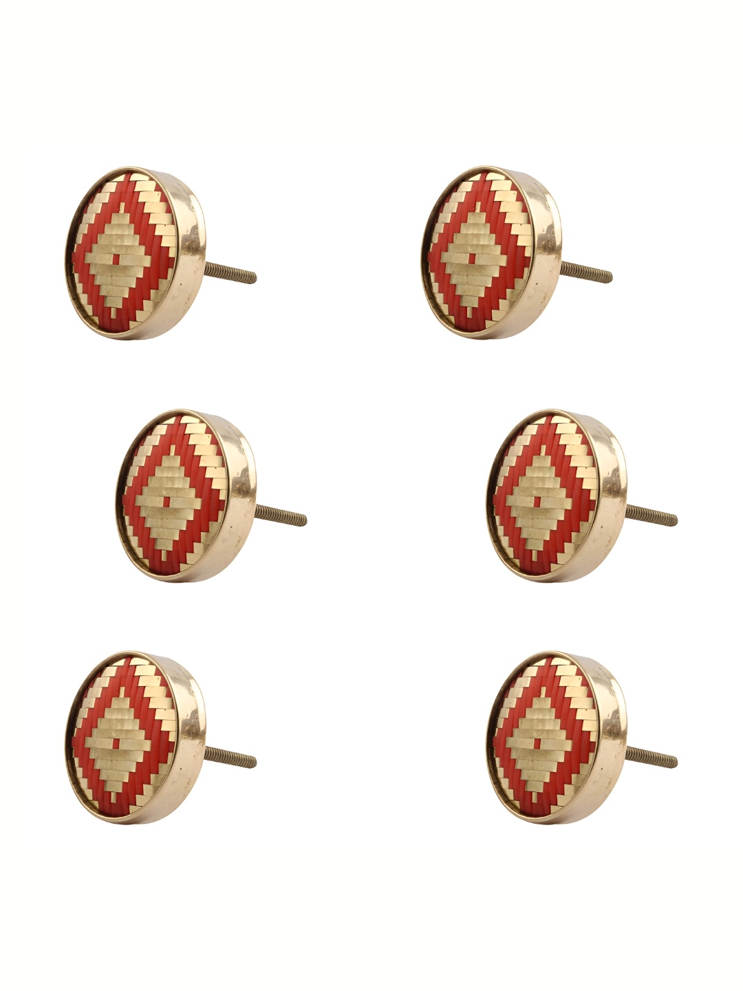 

Indianshelf 6-Pcs Red Wooden Dresser Knobs