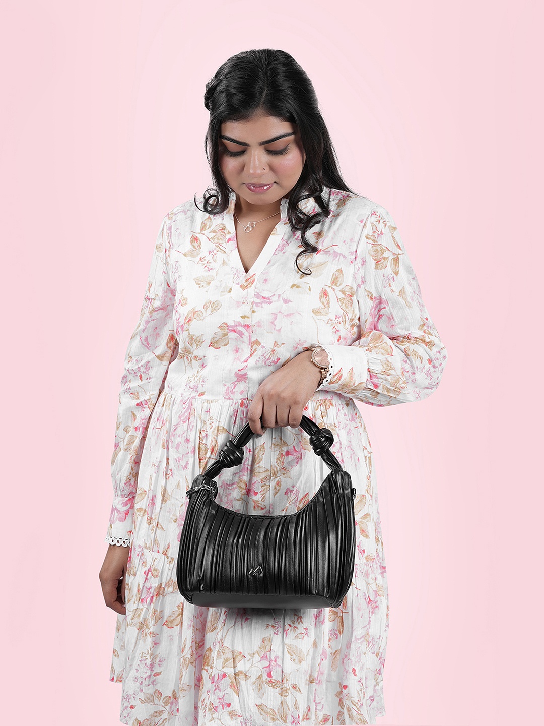 

Metro PU Structured Handheld Bag with Tasselled, Black