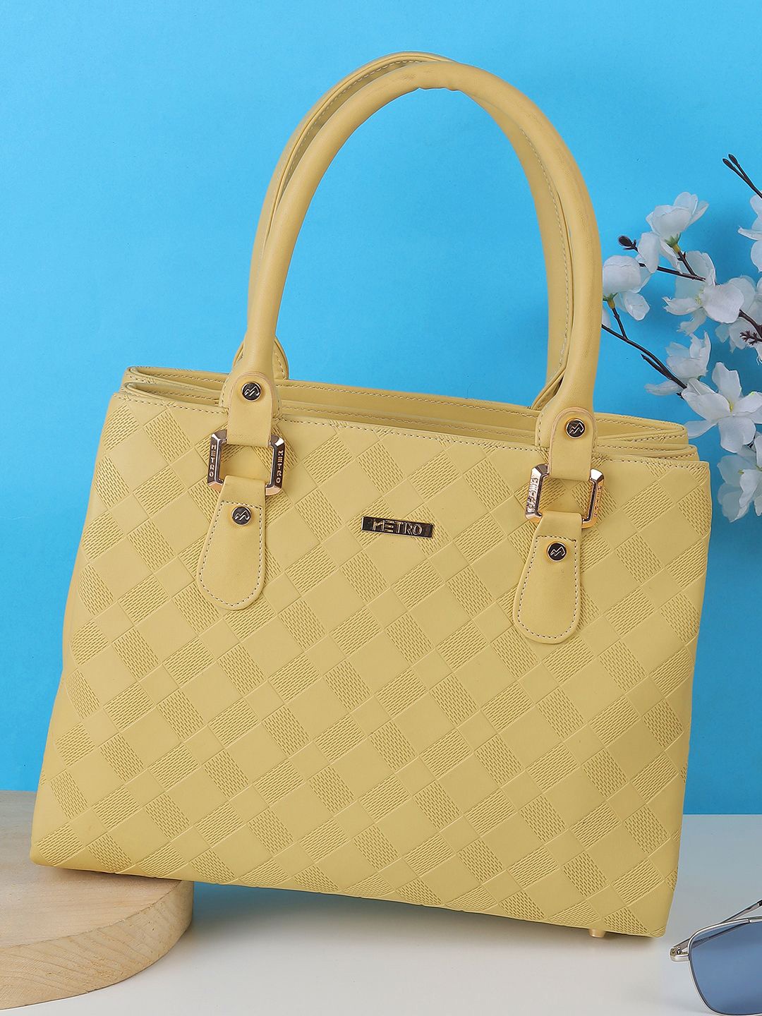 

Metro Shopper Handheld Bag with Quilted, Yellow