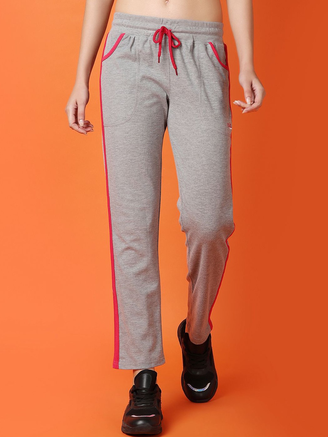 

V-Mart Women Interlock Mid Rise Track Pants, Grey melange