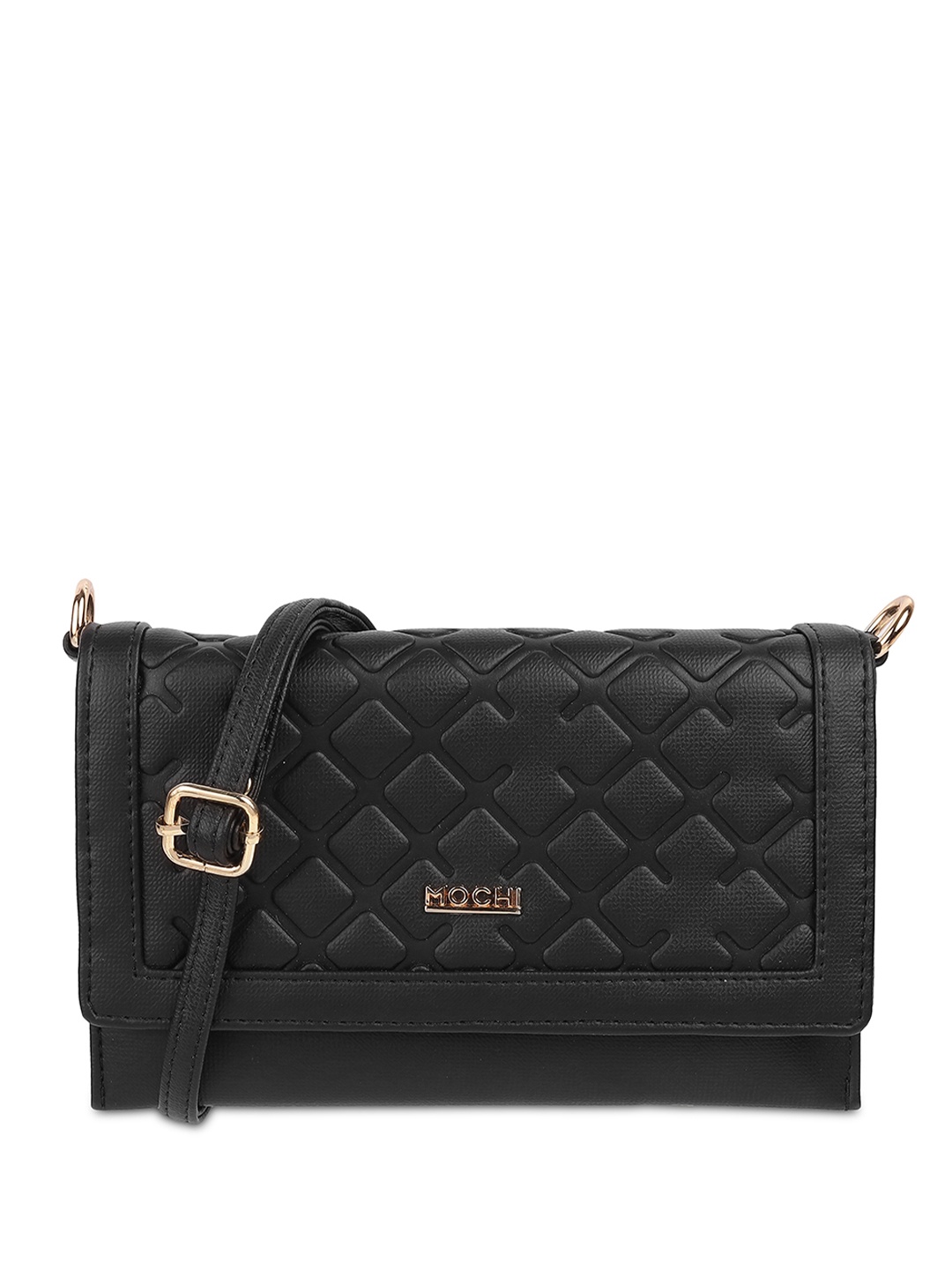 

Mochi Women Geometric Textured Two Fold Wallet, Black