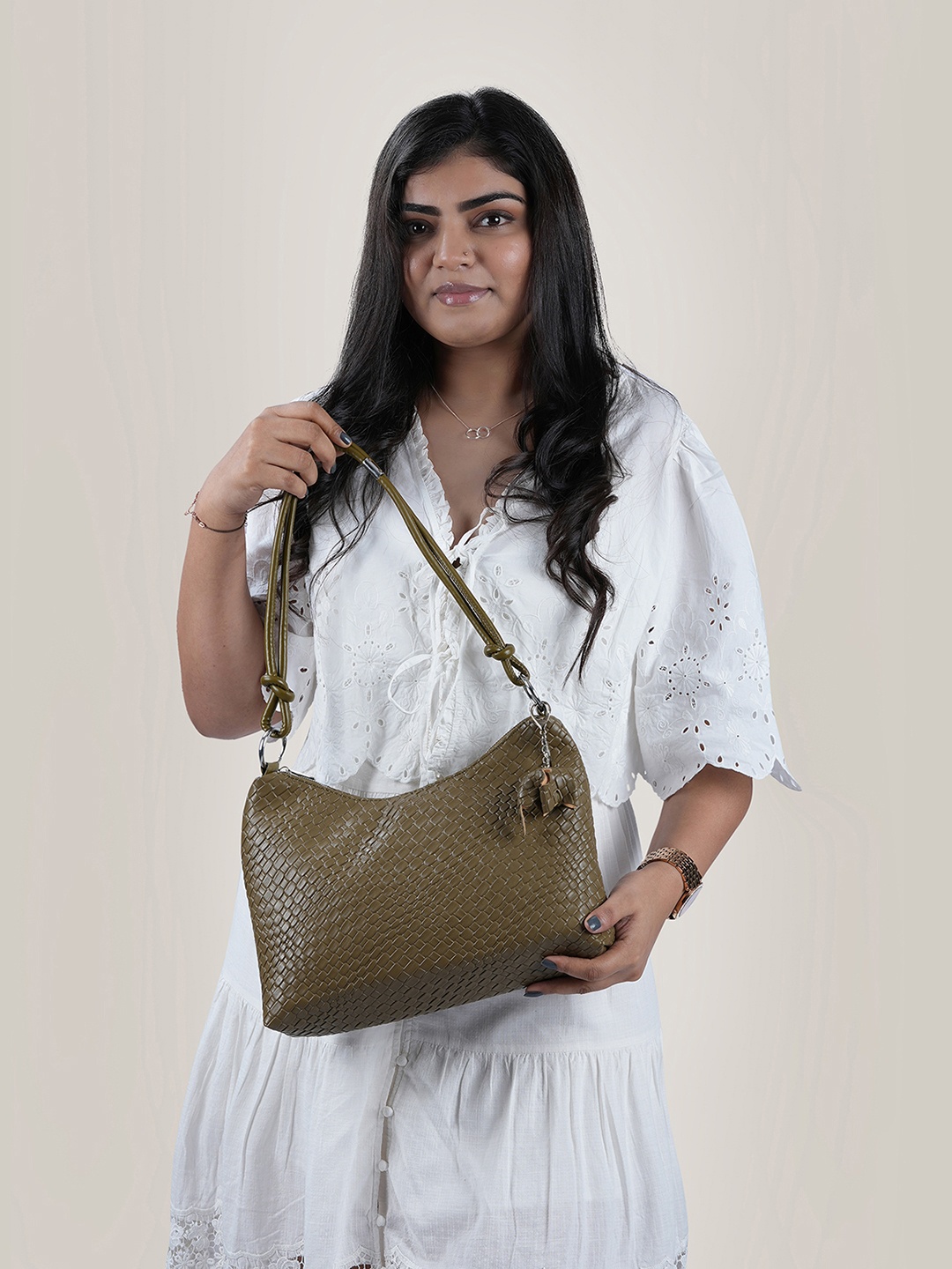 Mochi Oversized Structured Handheld Bag with Quilted, Green